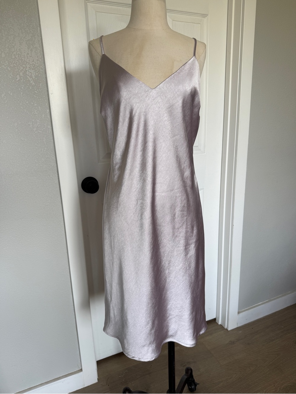 Good American Light Pink Lilac Satin Slip Dress